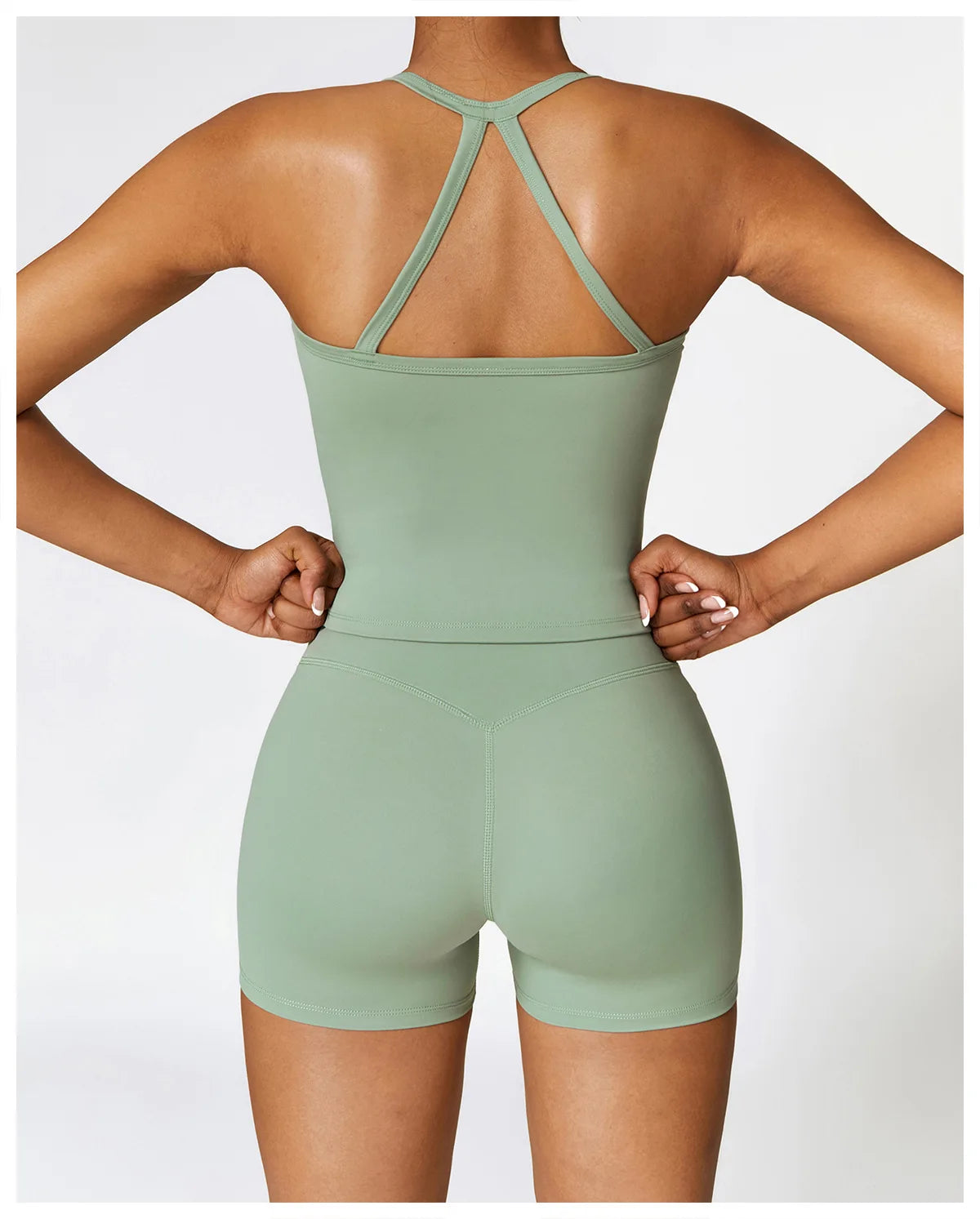 2 Pieces Sportswear Seamless Yoga Set (Green and Blue)