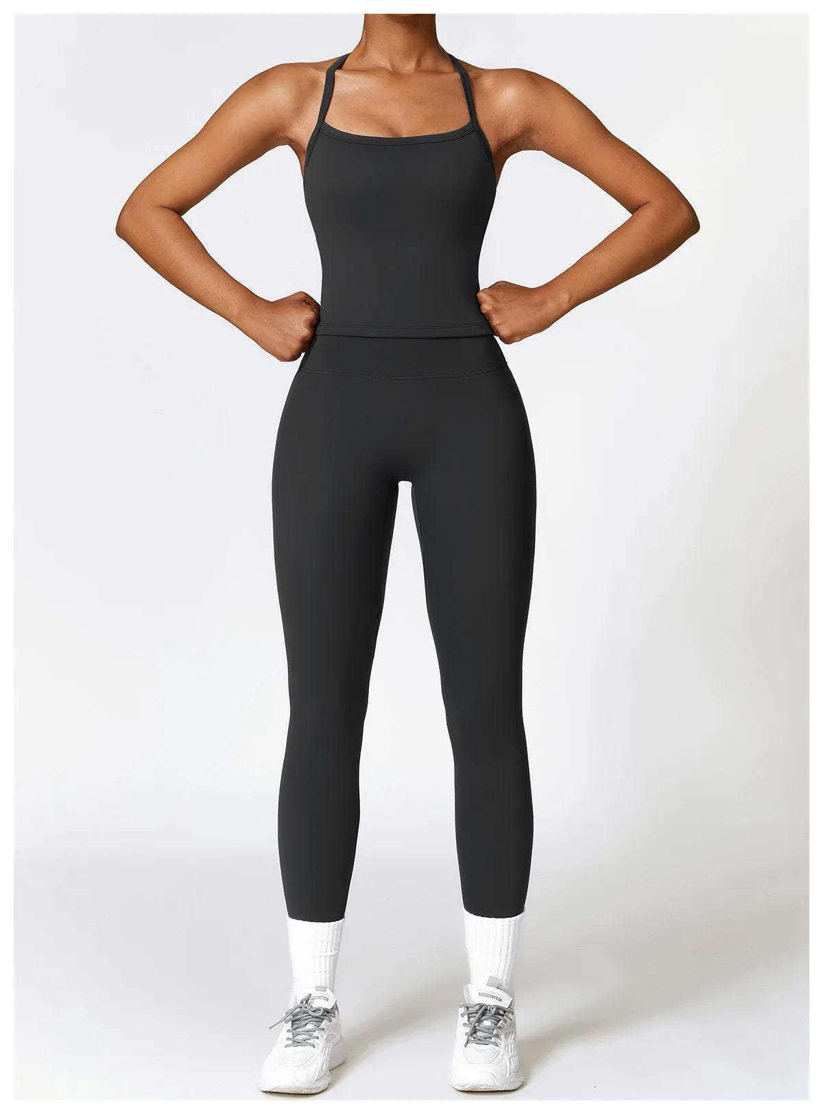 2PCS Seamless Yoga Set (Sky Blue, Black and Frost Grey)