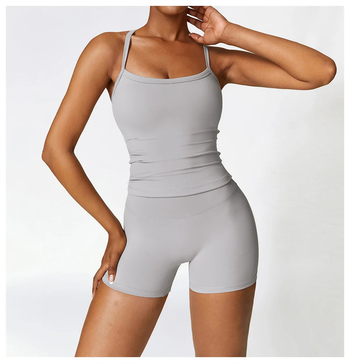 2PCS Seamless Yoga Set (Sky Blue, Black and Frost Grey)