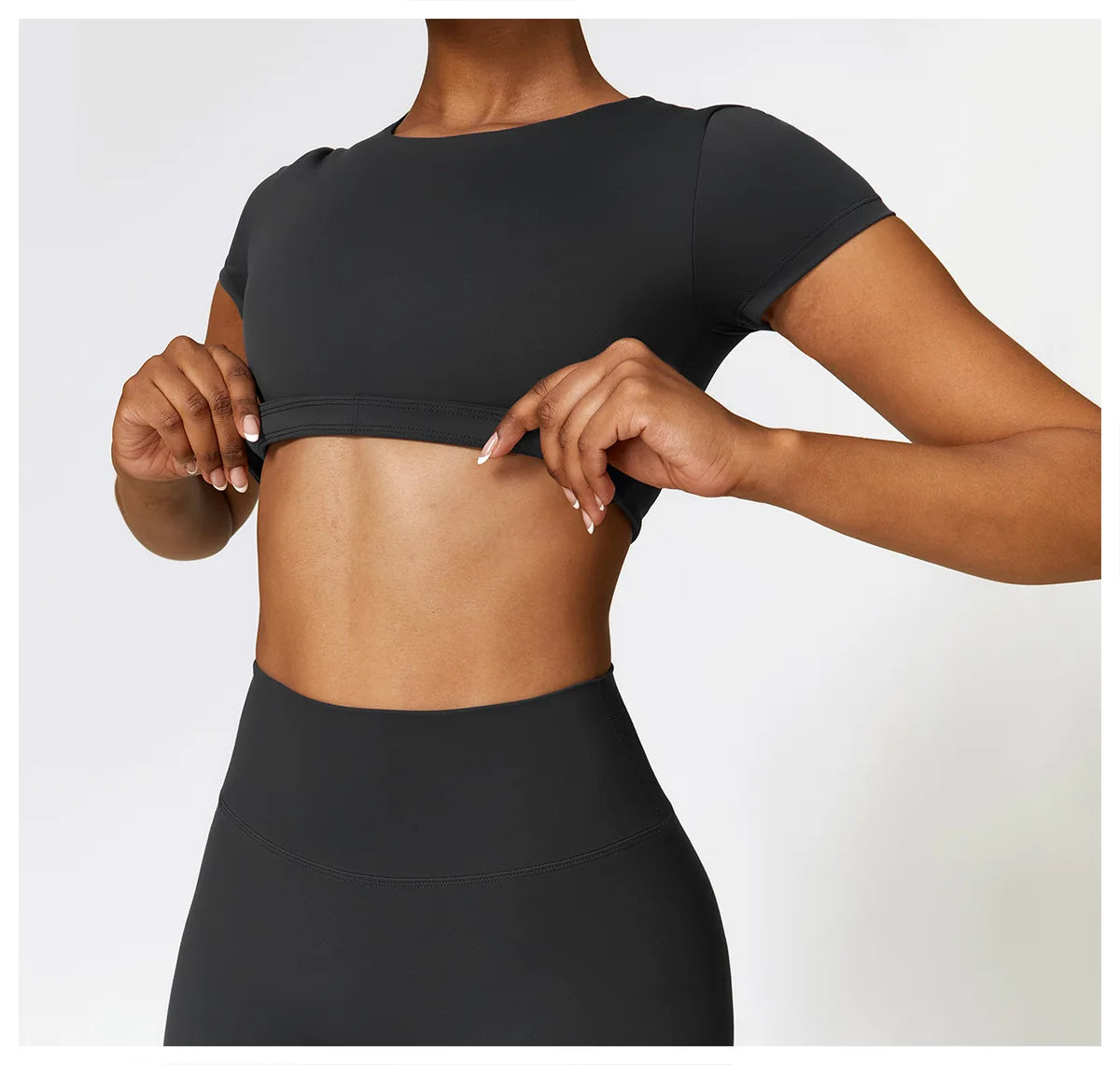 2PCS Seamless Yoga Set (Sky Blue, Black and Frost Grey)