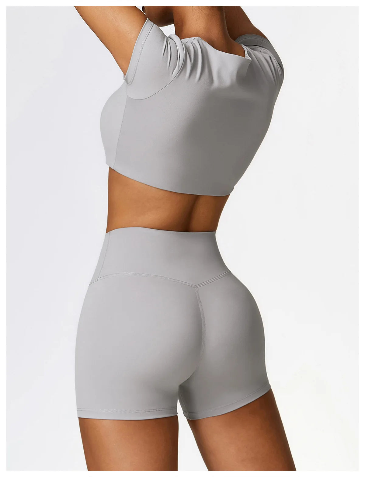 2PCS Seamless Yoga Set (Sky Blue, Black and Frost Grey)