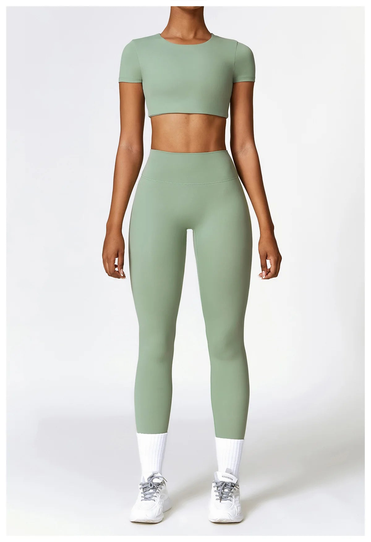 2 Pieces Sportswear Seamless Yoga Set (Green and Blue)