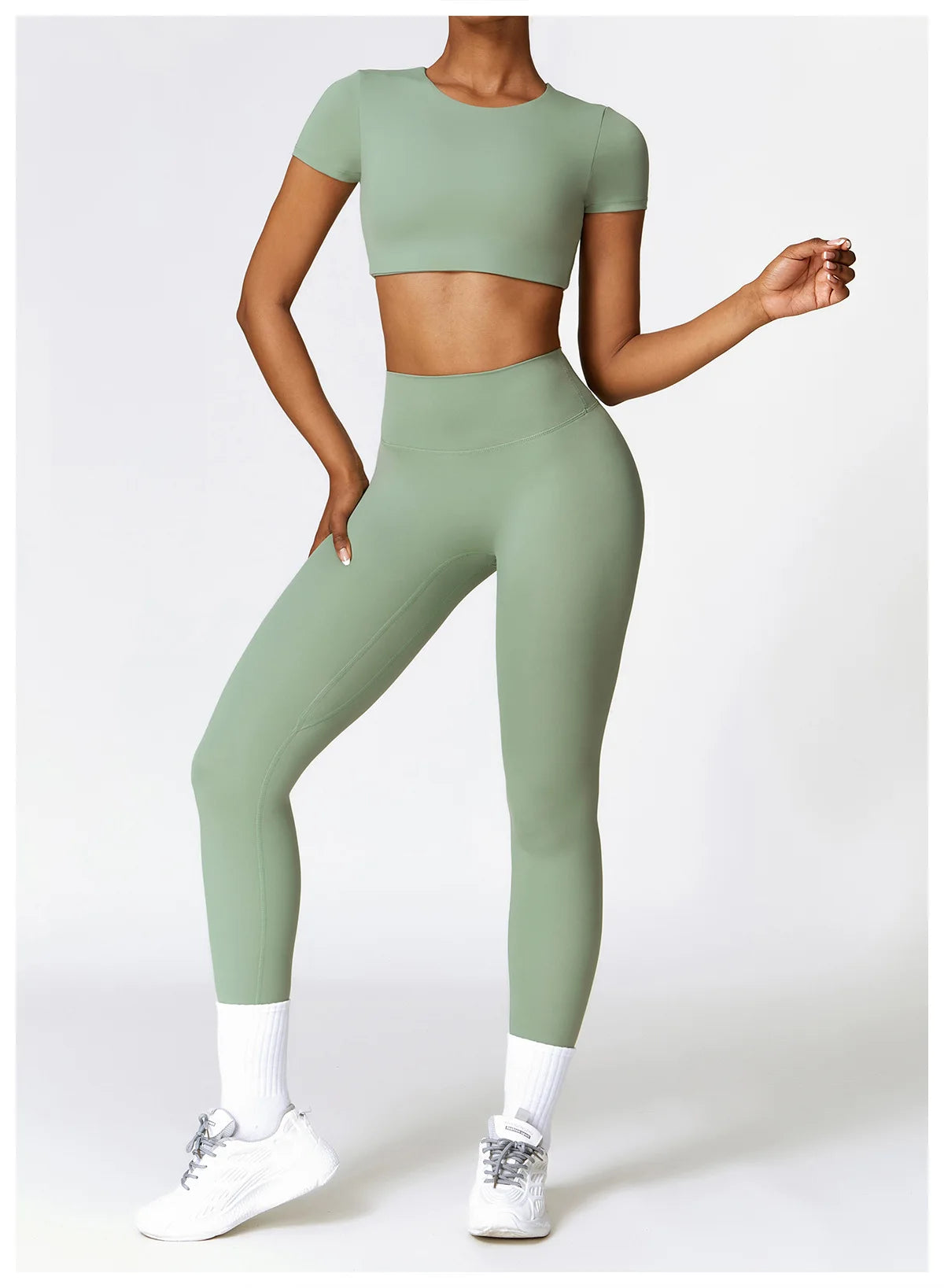 2 Pieces Sportswear Seamless Yoga Set (Green and Blue)