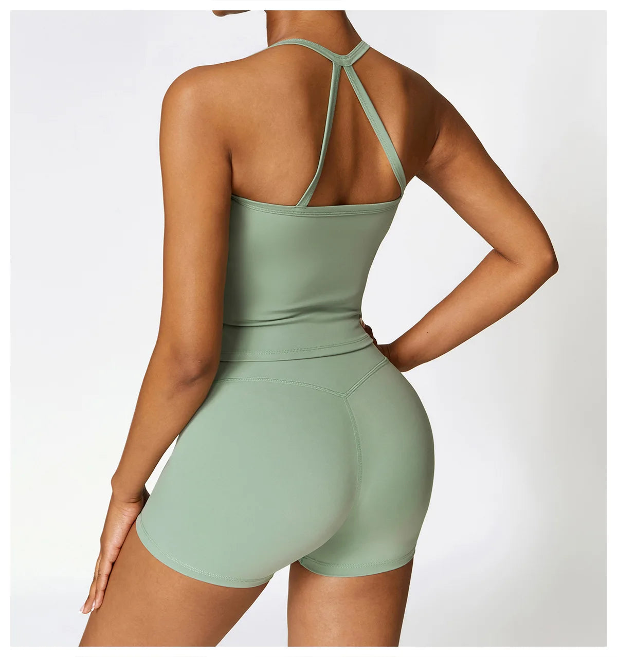 2 Pieces Sportswear Seamless Yoga Set (Green and Blue)