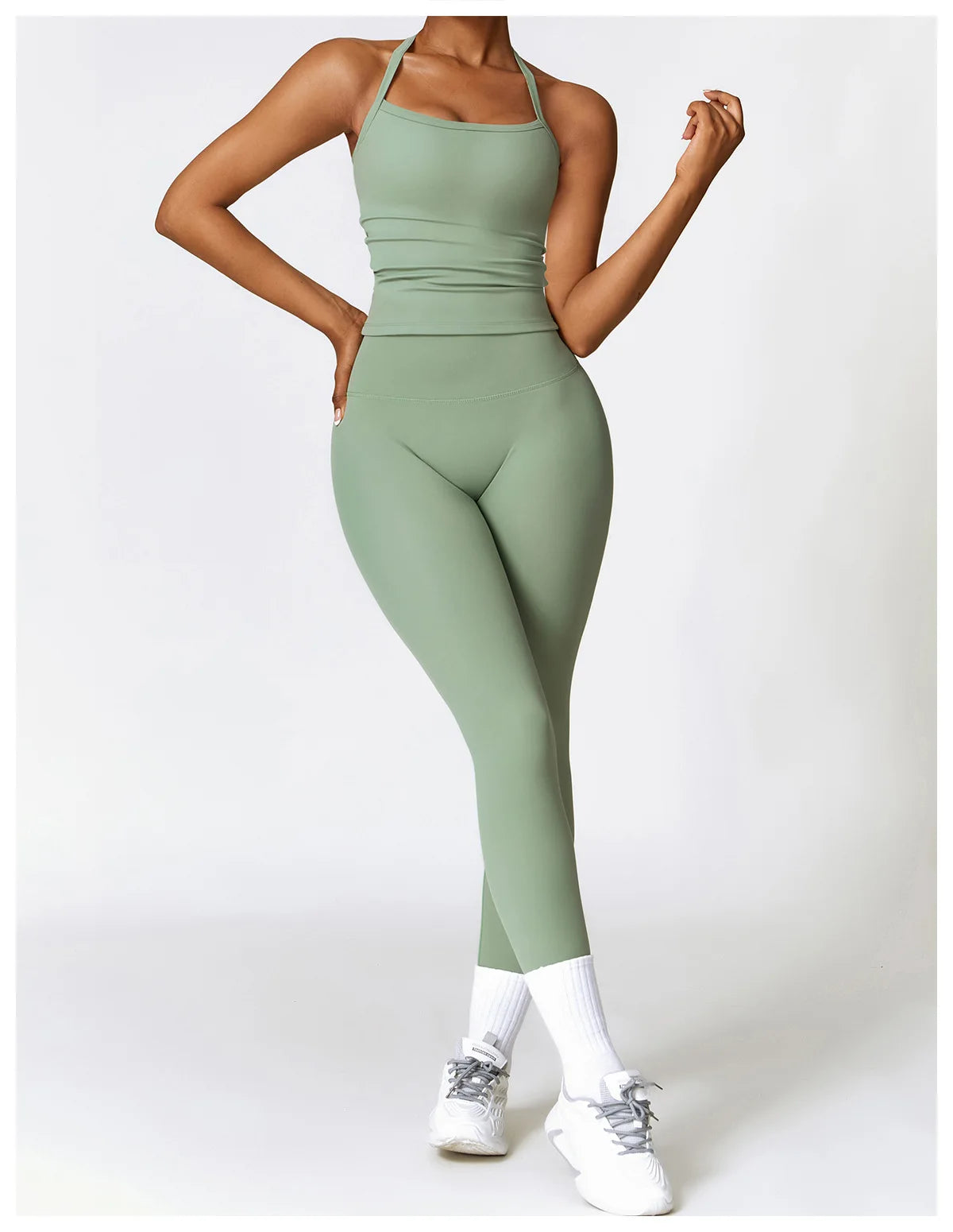 2 Pieces Sportswear Seamless Yoga Set (Green and Blue)