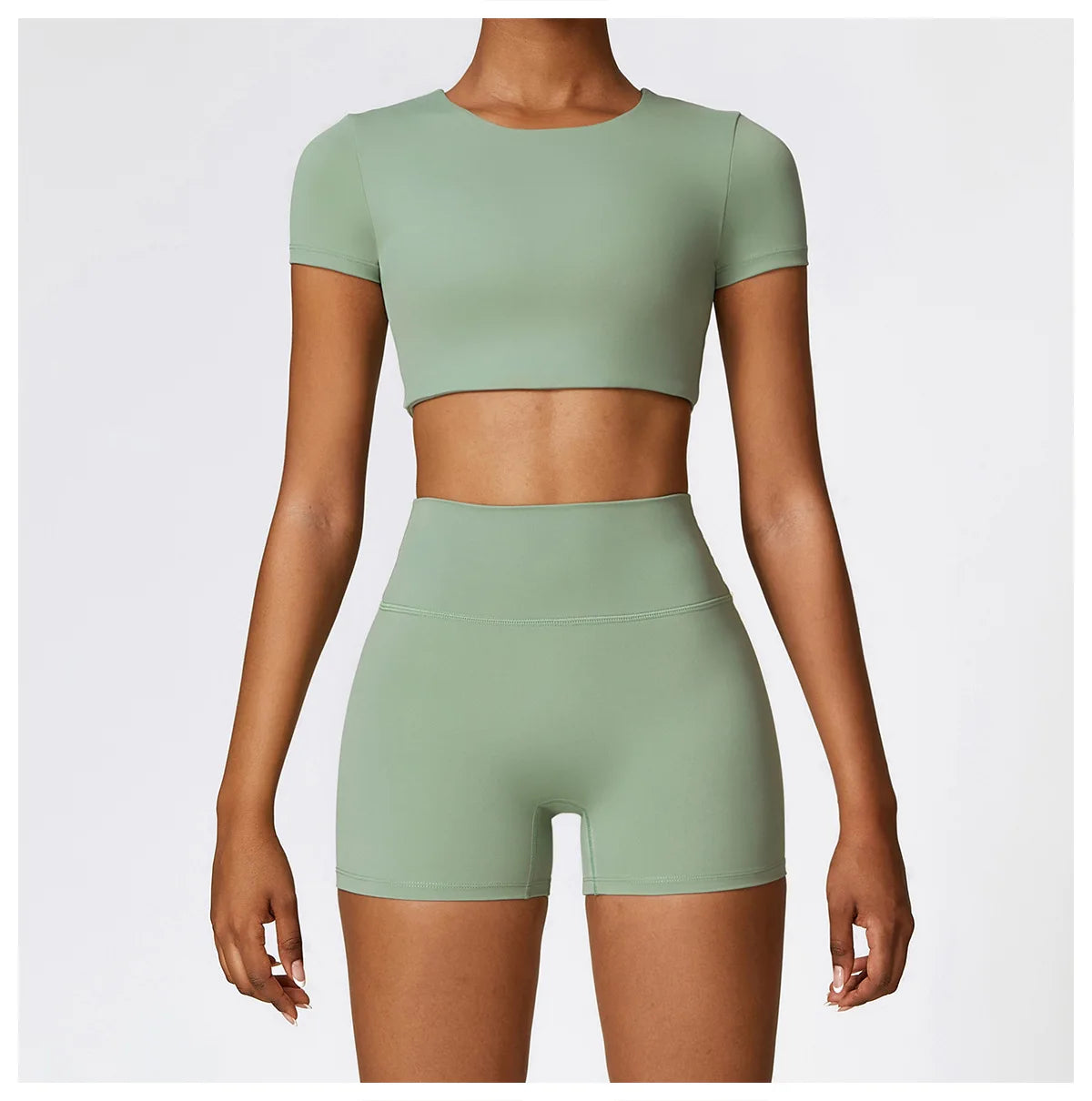 2 Pieces Sportswear Seamless Yoga Set (Green and Blue)