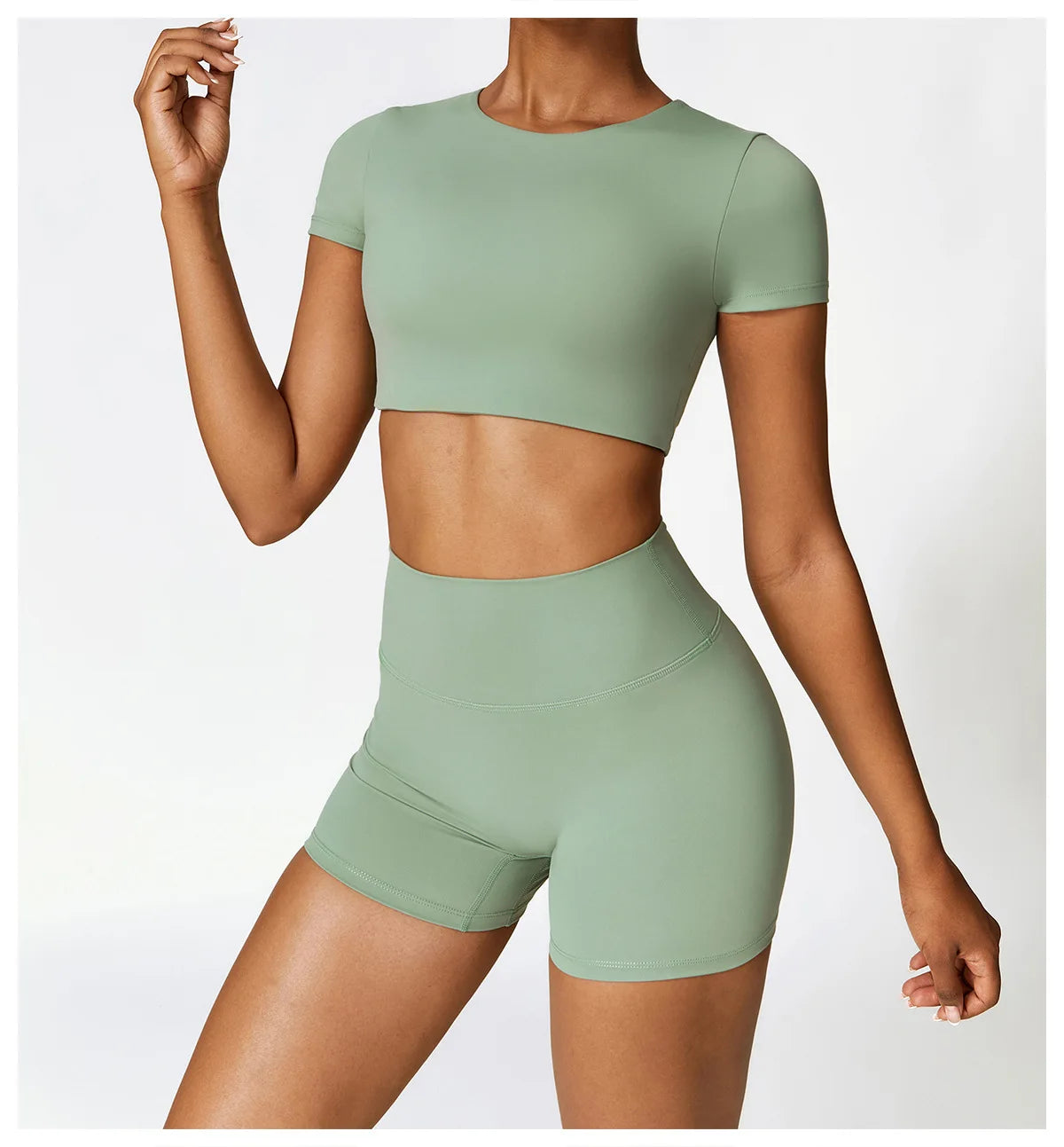 2 Pieces Sportswear Seamless Yoga Set (Green and Blue)