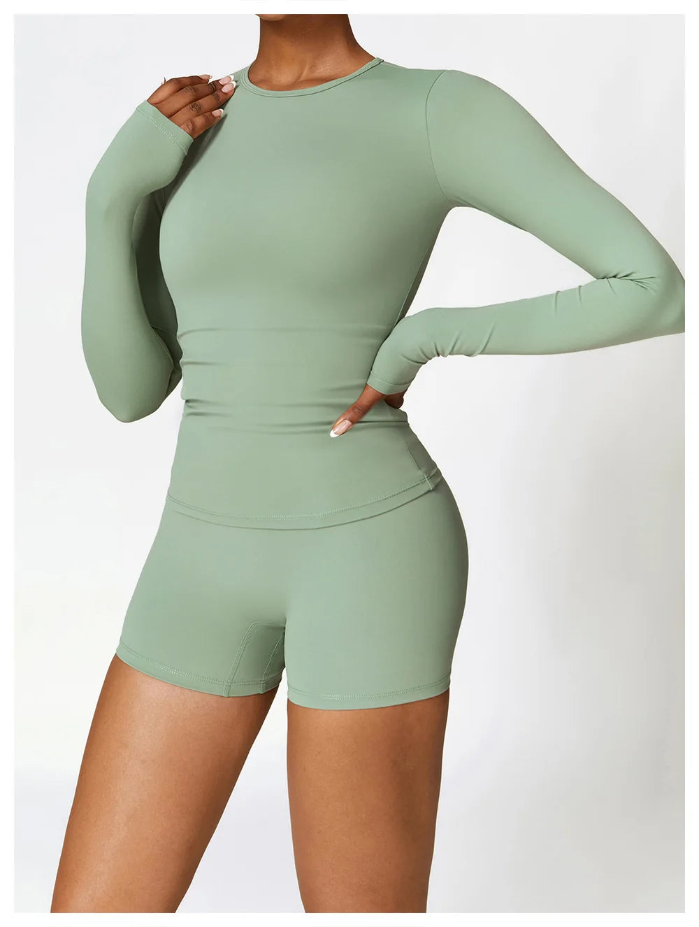 2 Pieces Sportswear Seamless Yoga Set (Green and Blue)