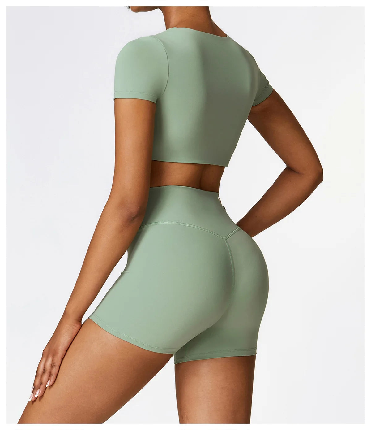 2 Pieces Sportswear Seamless Yoga Set (Green and Blue)