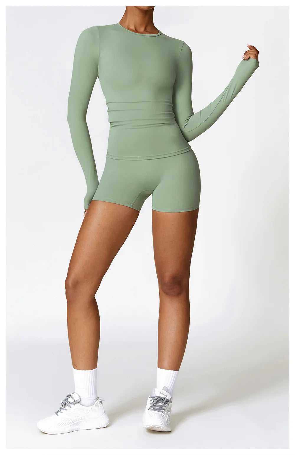 2 Pieces Sportswear Seamless Yoga Set (Green and Blue)
