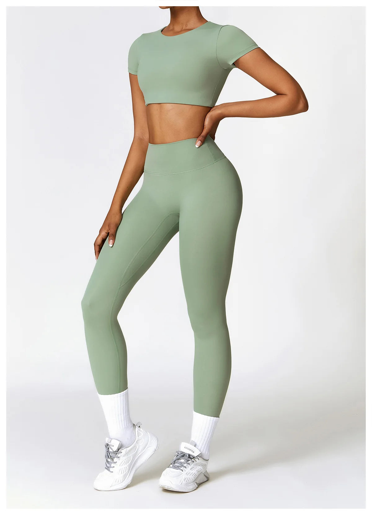 2 Pieces Sportswear Seamless Yoga Set (Green and Blue)