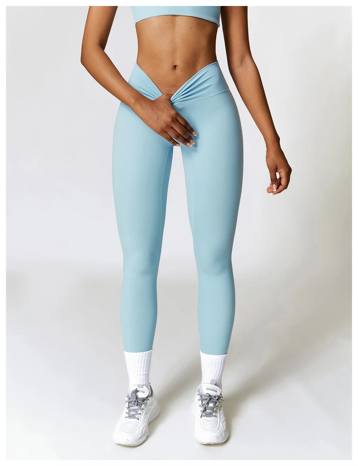 2PCS Seamless Yoga Set (Sky Blue, Black and Frost Grey)