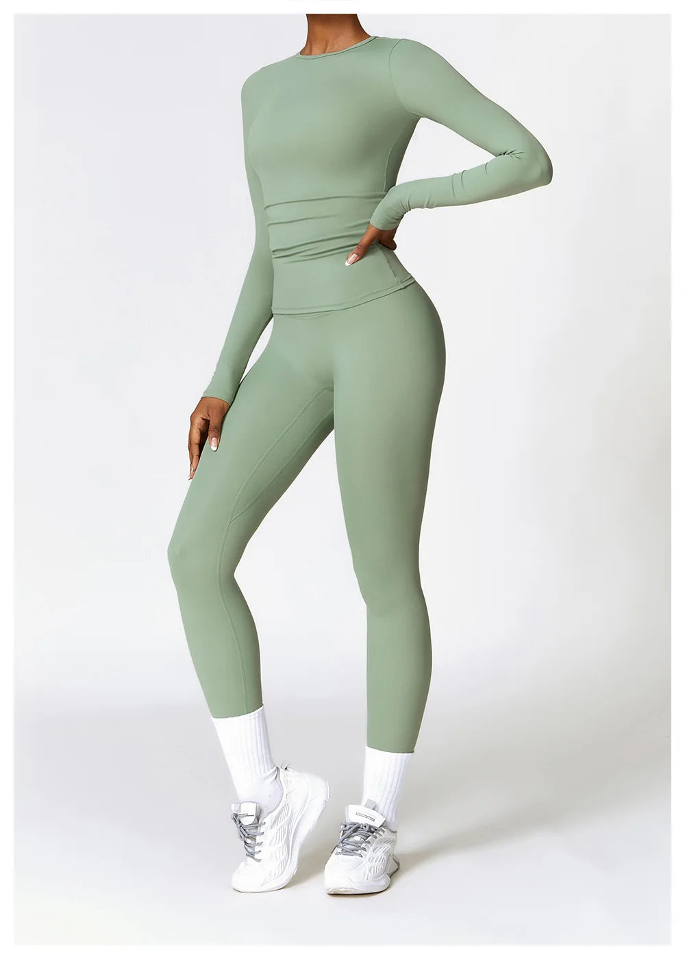 2 Pieces Sportswear Seamless Yoga Set (Green and Blue)