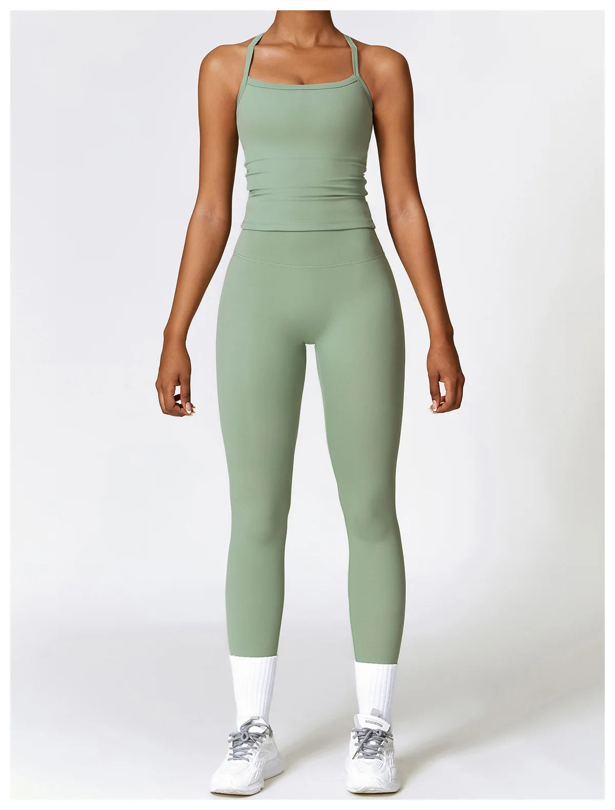 2 Pieces Sportswear Seamless Yoga Set (Green and Blue)