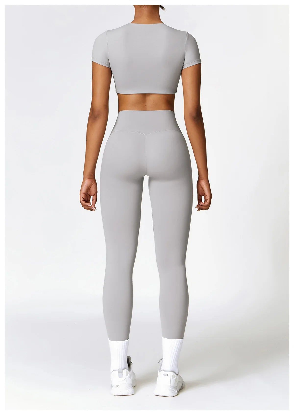 2PCS Seamless Yoga Set (Sky Blue, Black and Frost Grey)