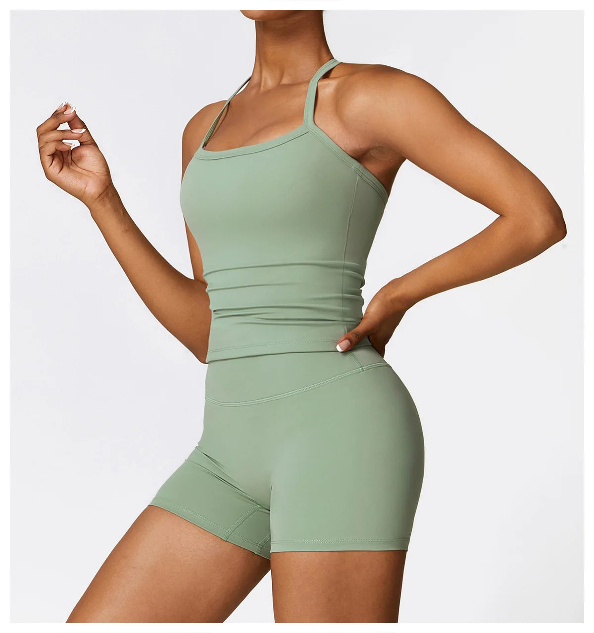 2 Pieces Sportswear Seamless Yoga Set (Green and Blue)