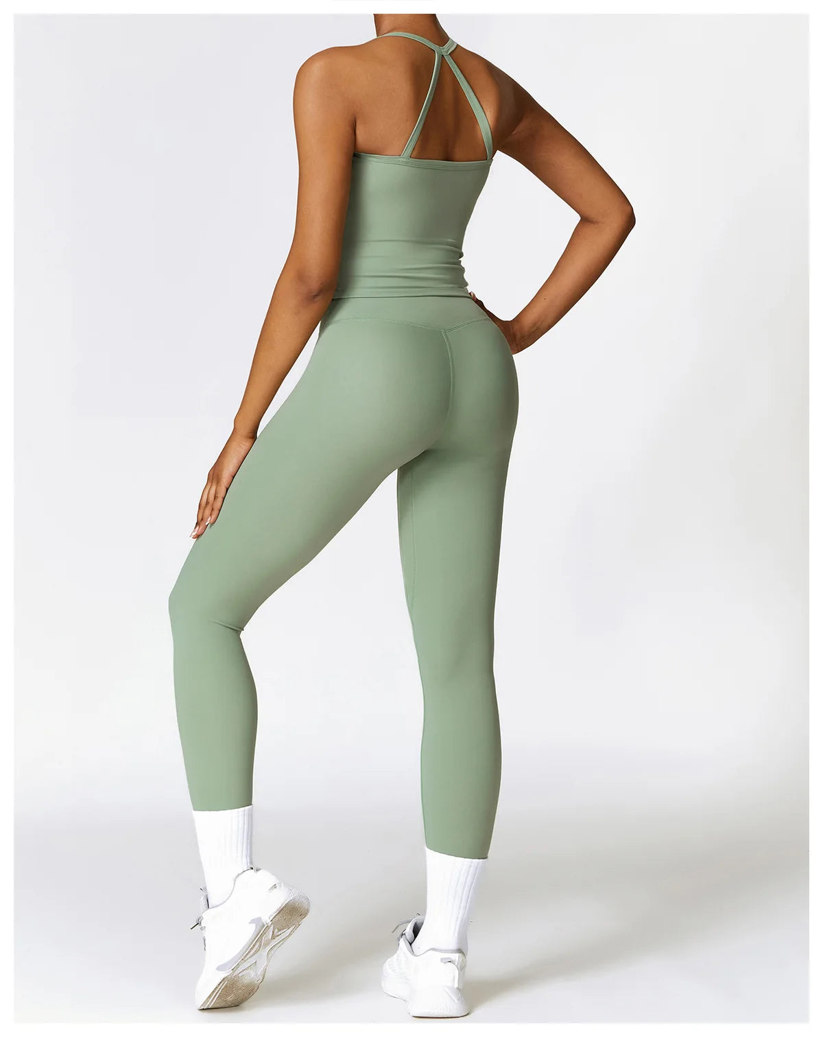 2 Pieces Sportswear Seamless Yoga Set (Green and Blue)