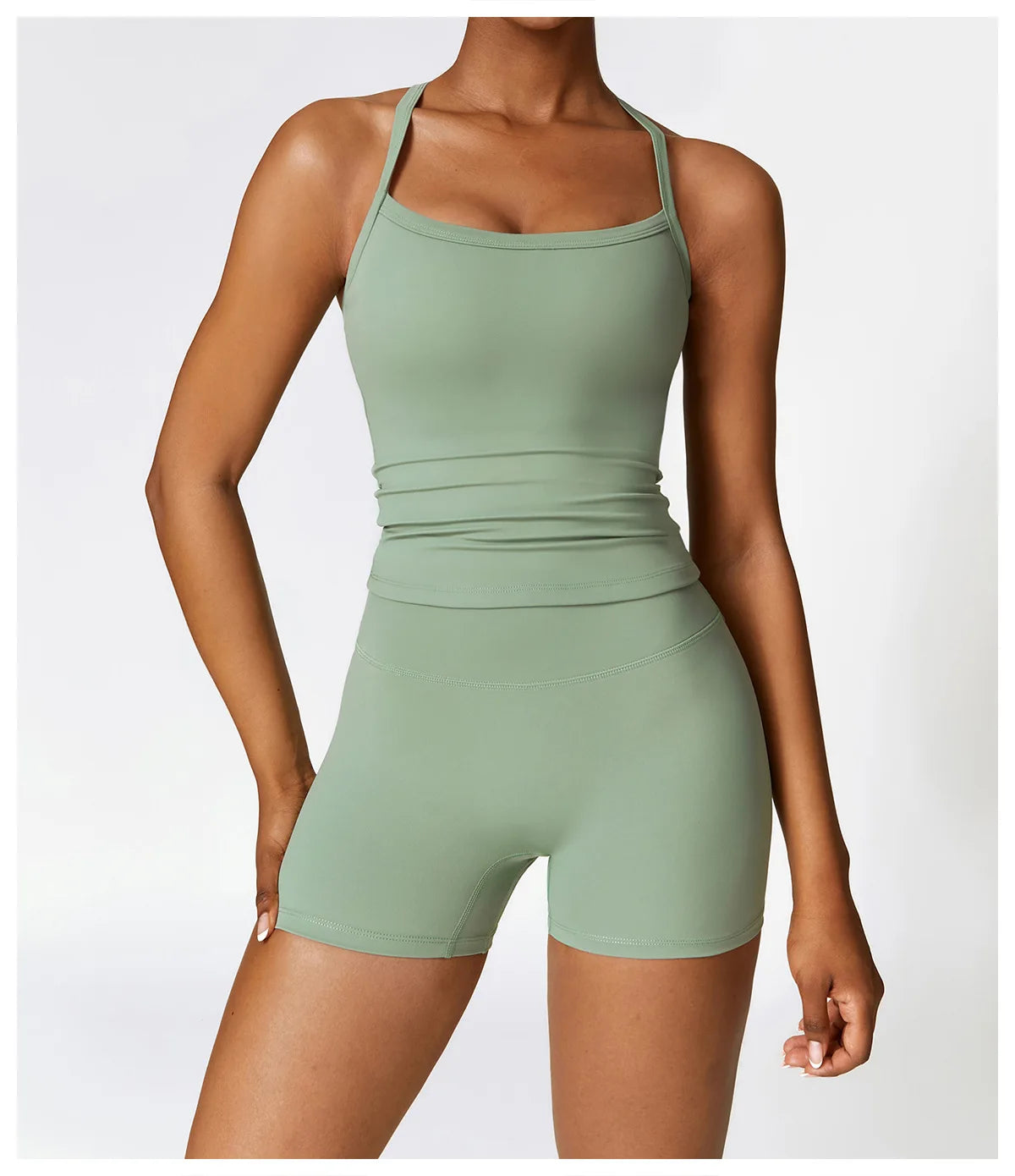 2 Pieces Sportswear Seamless Yoga Set (Green and Blue)