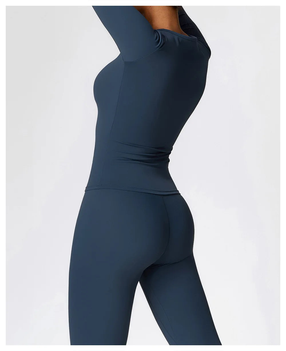2 Pieces Sportswear Seamless Yoga Set (Green and Blue)