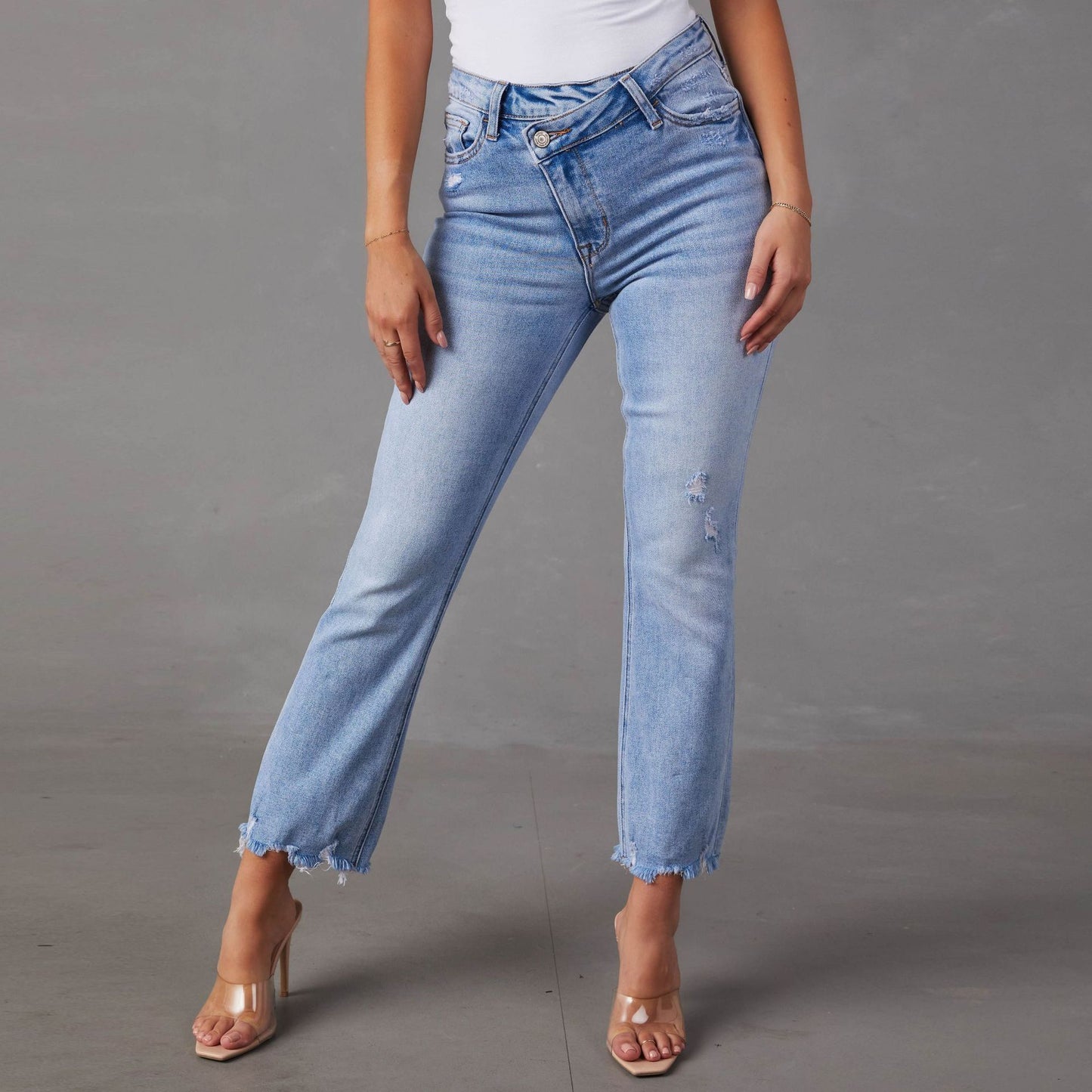 Blue Wash Jeans Button crossover