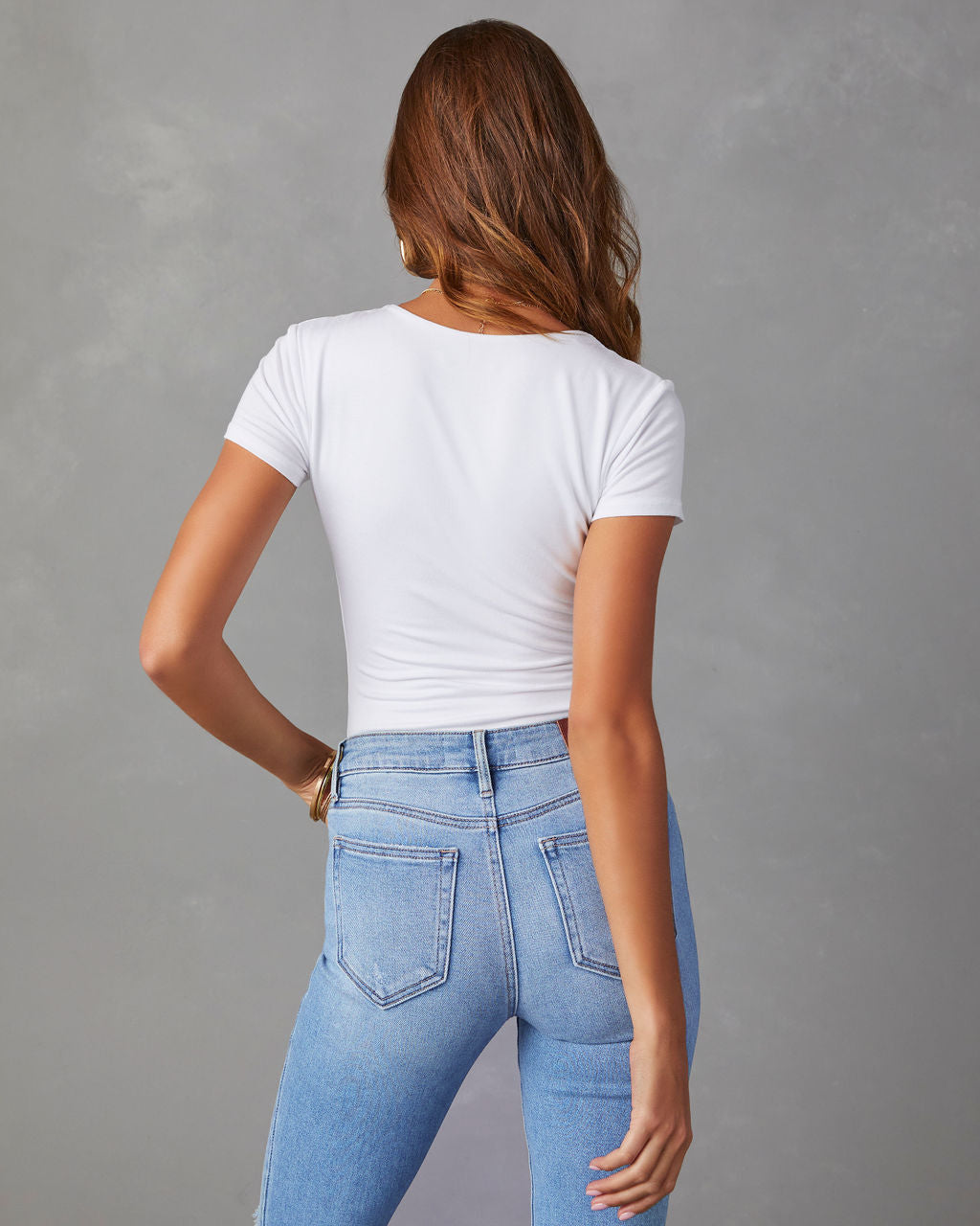 Blue Wash Jeans Button crossover