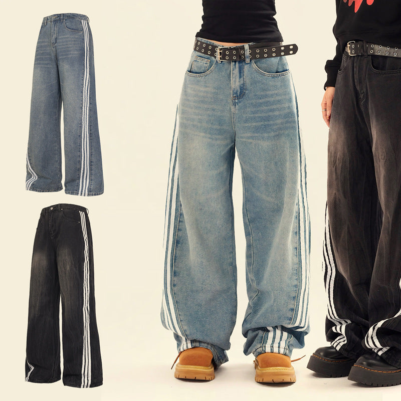Gestreifte Jeans in Übergröße