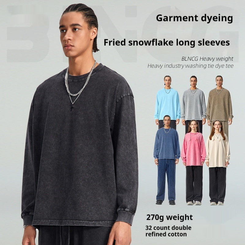 Retro gewaschener alter gebratener Schneeflockenpullover T-Shirt Männer