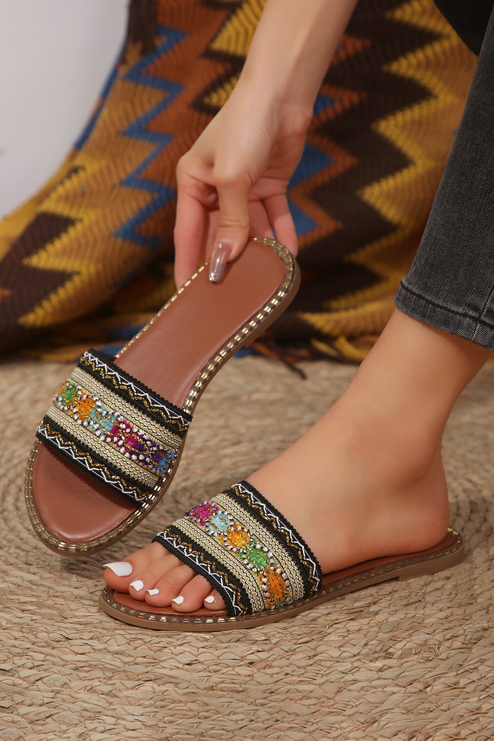 Chestnut Bohemian Pattern Slippers