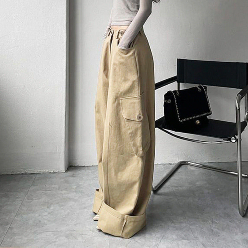 Khakifarbene Hose mit geradem Bein