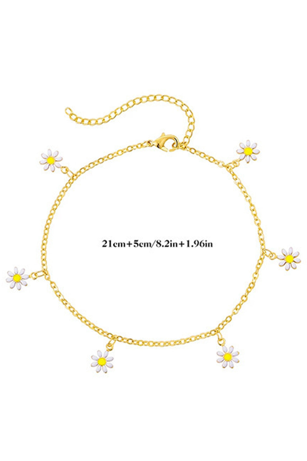 Fußkettchen mit Gänseblümchen und Perlen in Gold