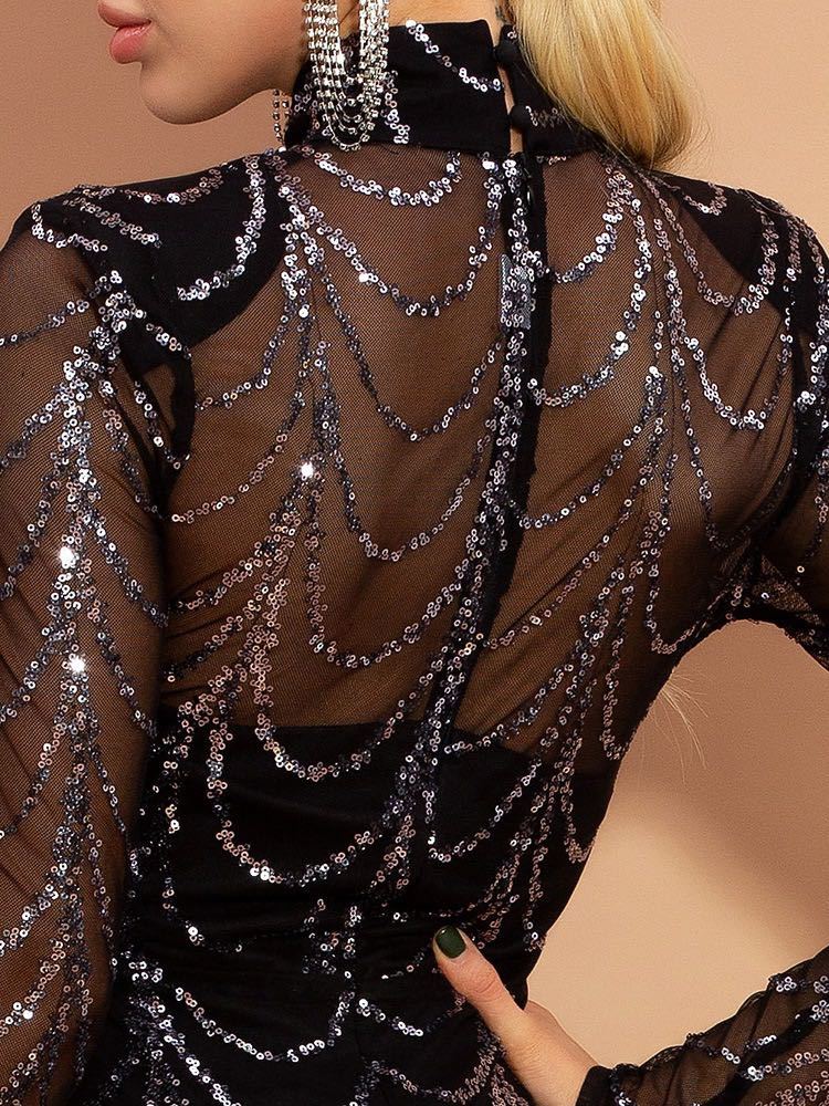 Sequins Women Long Sleeve Party Dresses