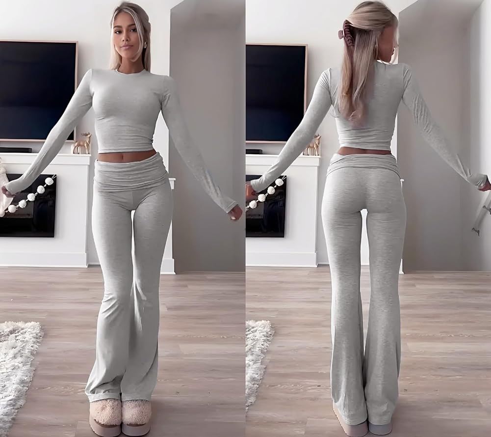 Long Sleeved Foldable Flared Pants Sets