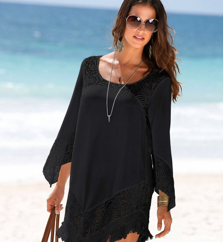 Ployester Fabric Lace Beach Cover-up Skirt
