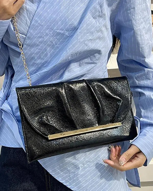 Fashion Rutched Leather Chain Handbag