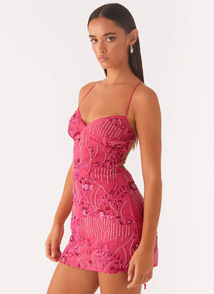 Colorful Sexy Back Strap Dress