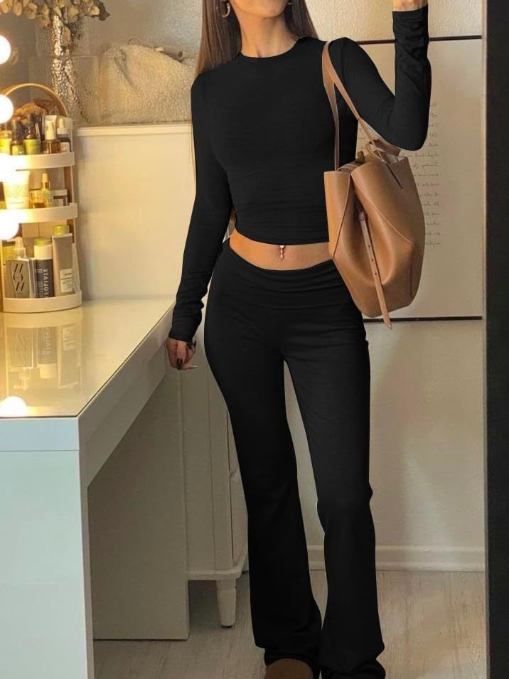 Long Sleeved Foldable Flared Pants Sets