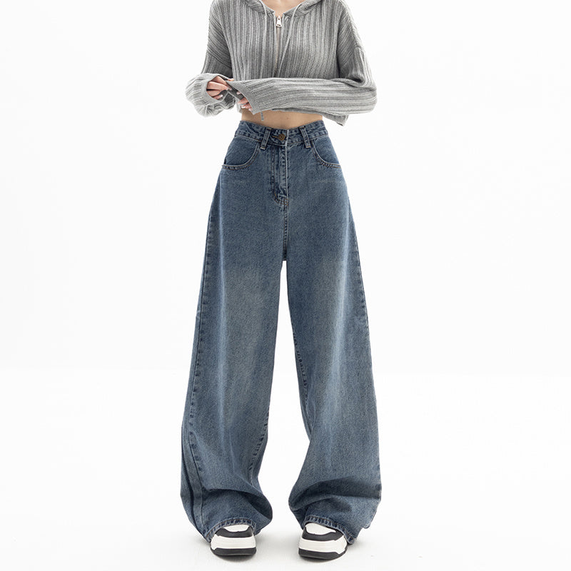 Straight Wide Leg Pants Blue Jeans