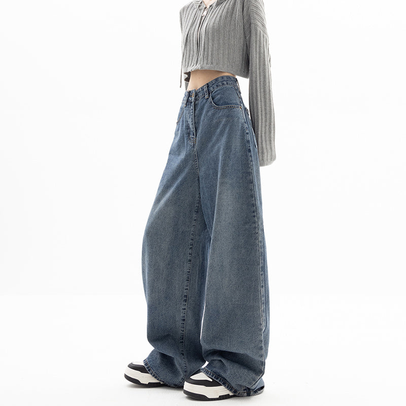Straight Wide Leg Pants Blue Jeans