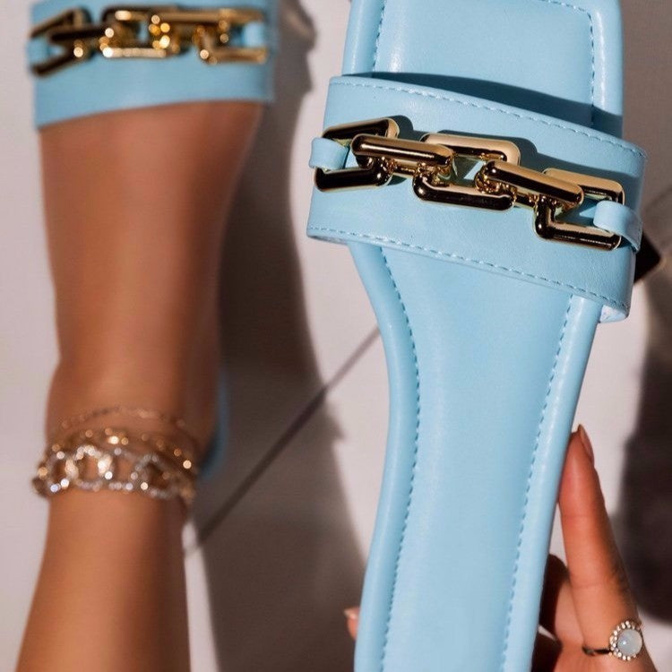 Women's flat chain sandals