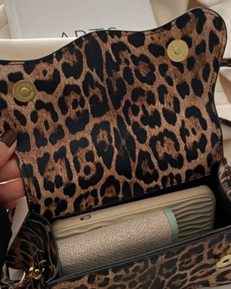 Leopard Print Vintage Clutch Shoulder Bag