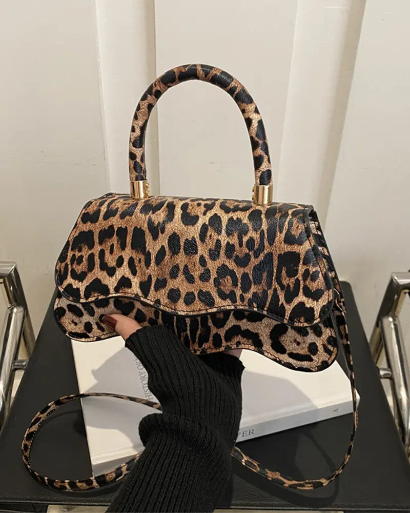 Leopard Print Vintage Clutch Shoulder Bag