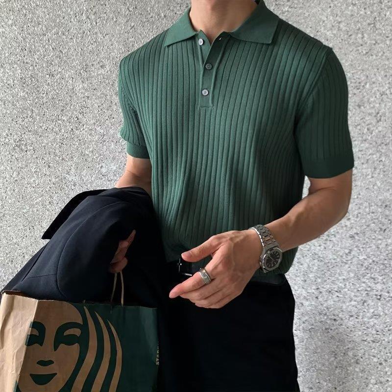 Polo Solid Strick-Kurzarm-T-Shirt