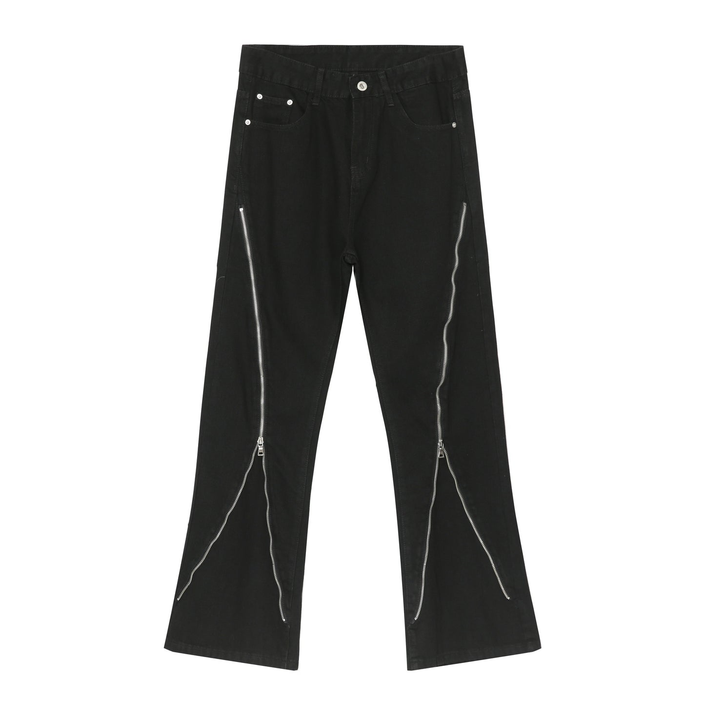 Street Dark Flared Jeans Reißverschluss-Design