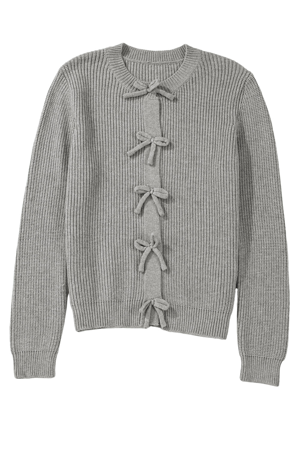Philippine Gray – Süße, kurze Strickjacke mit Schleife vorn