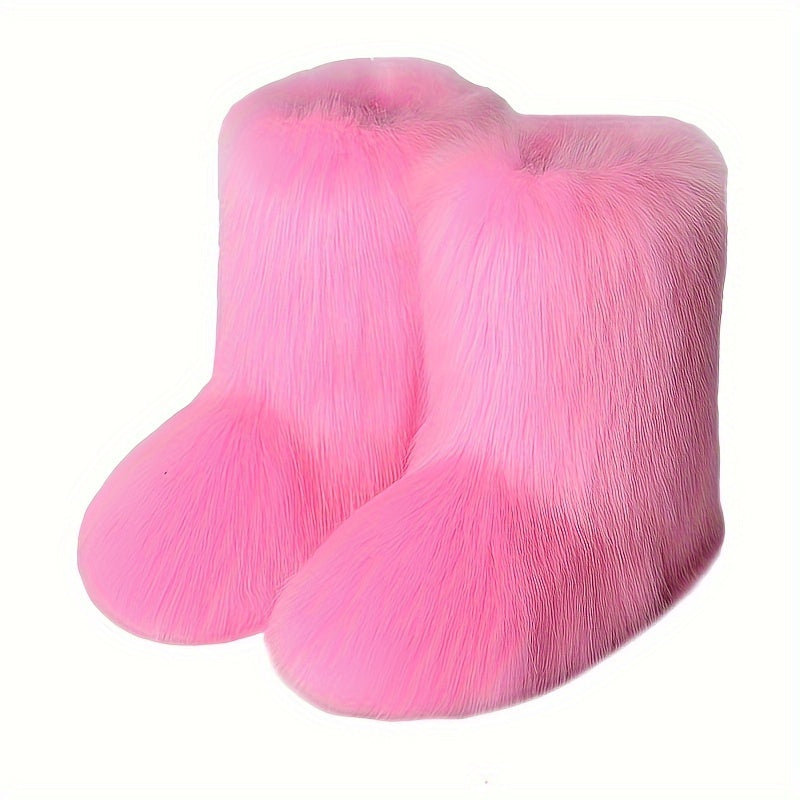Schneestiefel aus Kunstfell, mittelhoch (7 süße Farboptionen)