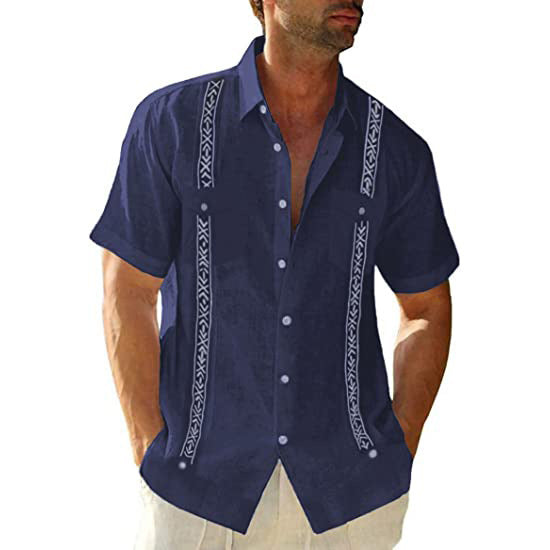 Lässiges kubanisches Guayabera-Hemd für Herren, Streetwear-Designer
