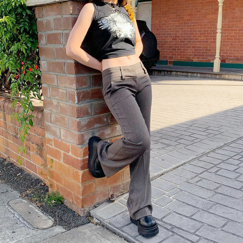 Women's Low Waist Flared Casual Pants