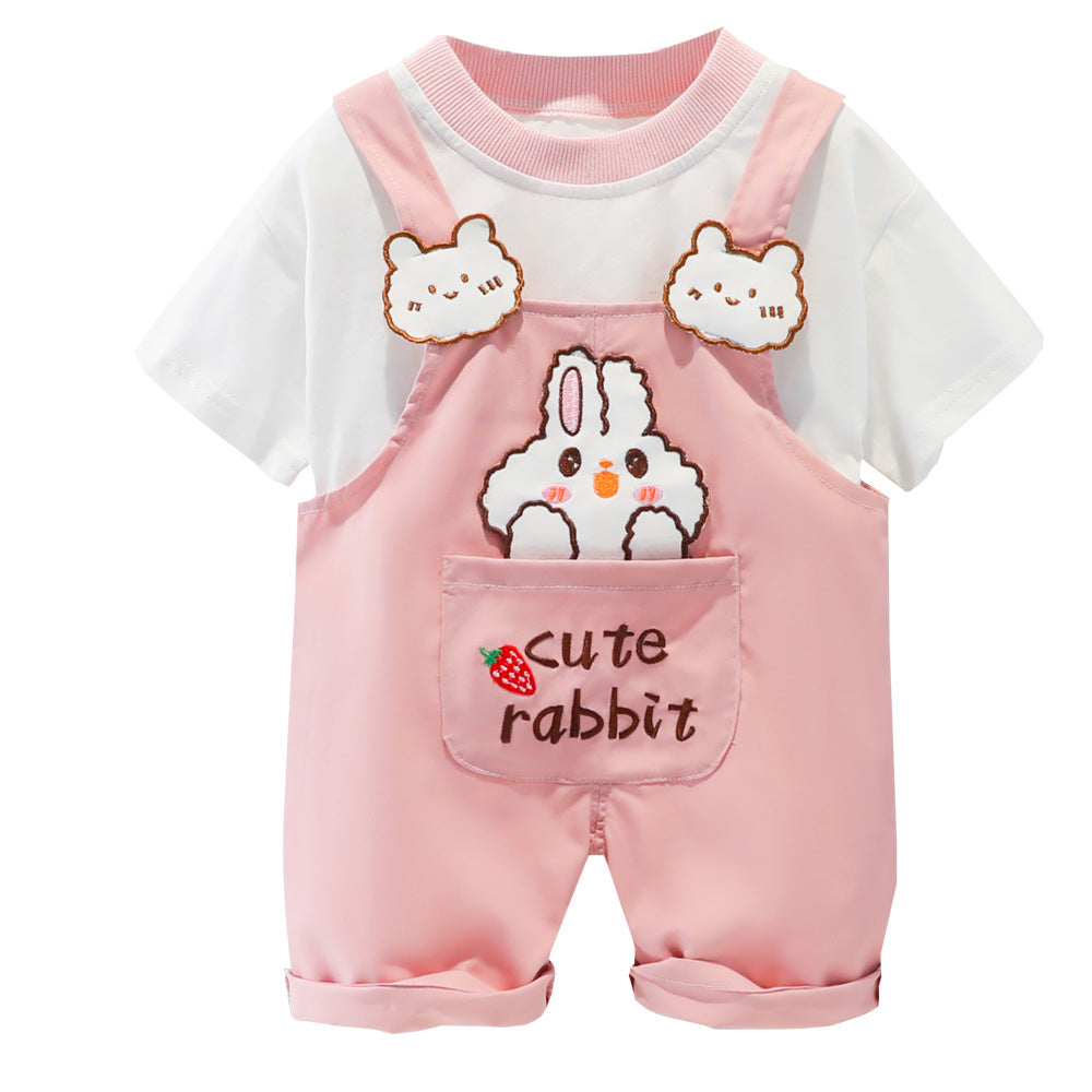 Baby Overall mit Cartoon Muster und kurzen Ärmeln