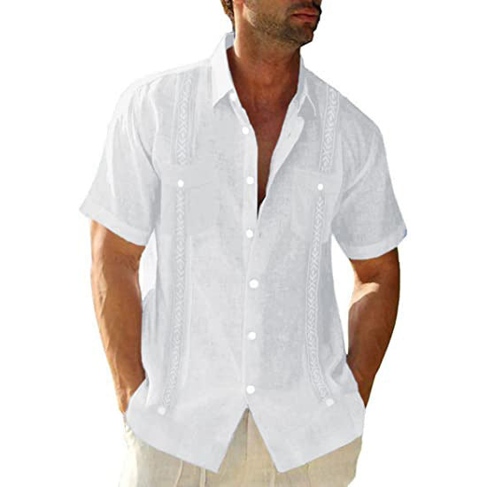 Lässiges kubanisches Guayabera-Hemd für Herren, Streetwear-Designer