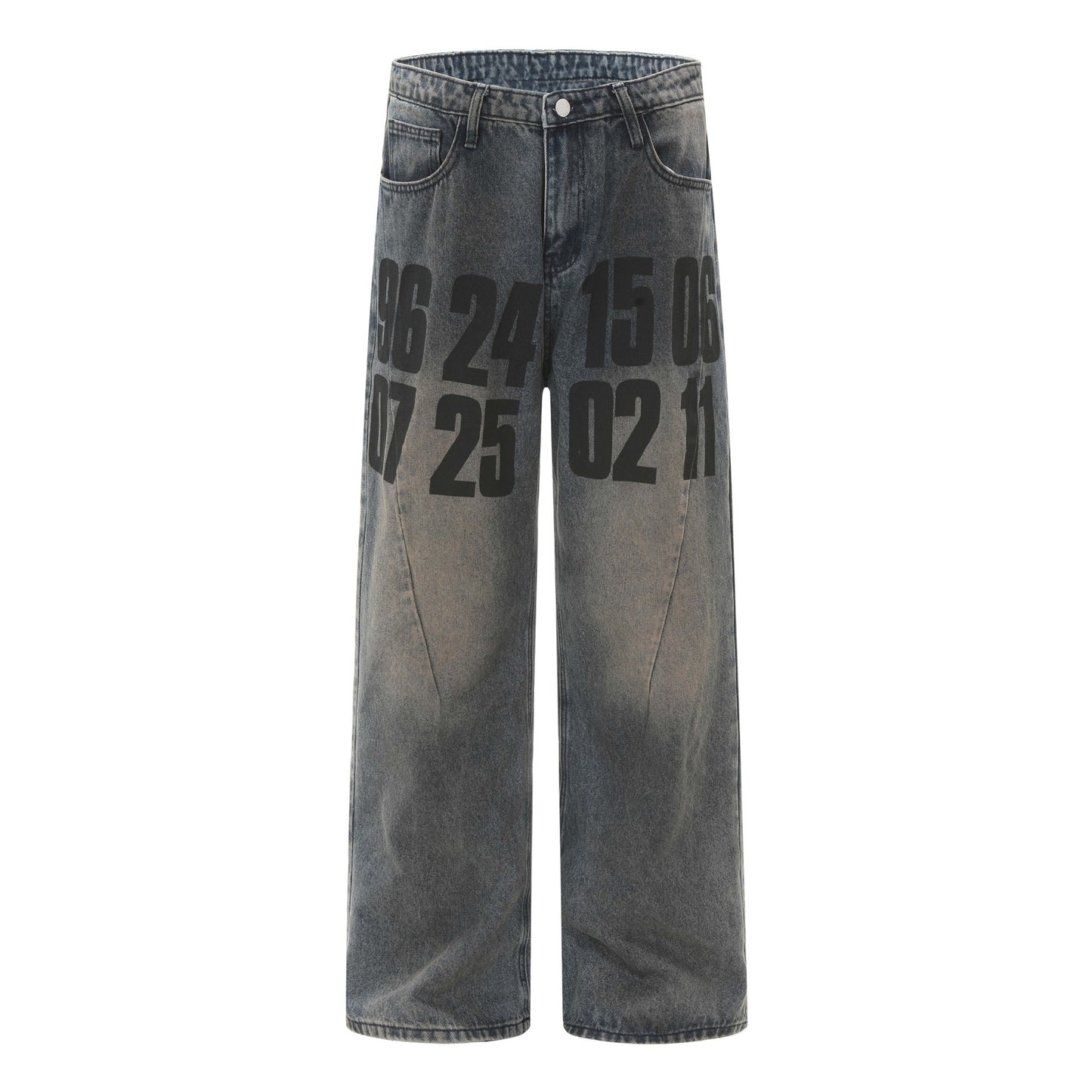 High Street American Washed Distressed Letters Printed Jeans für Männer und Frauen
